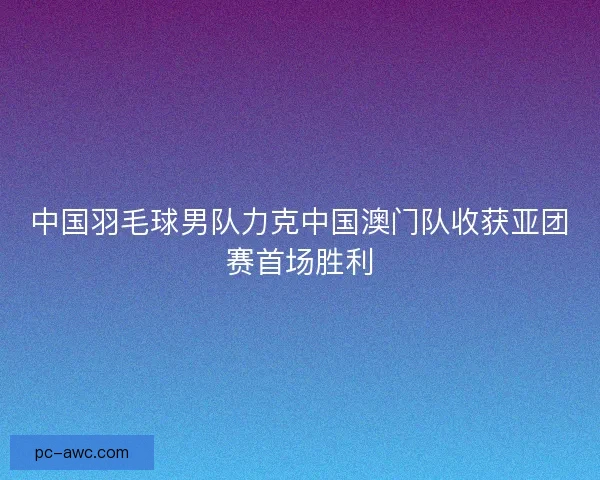 中国羽毛球男队力克中国澳门队收获亚团赛首场胜利