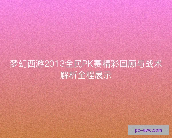 梦幻西游2013全民PK赛精彩回顾与战术解析全程展示