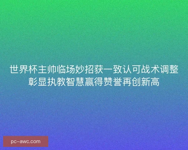 世界杯主帅临场妙招获一致认可战术调整彰显执教智慧赢得赞誉再创新高
